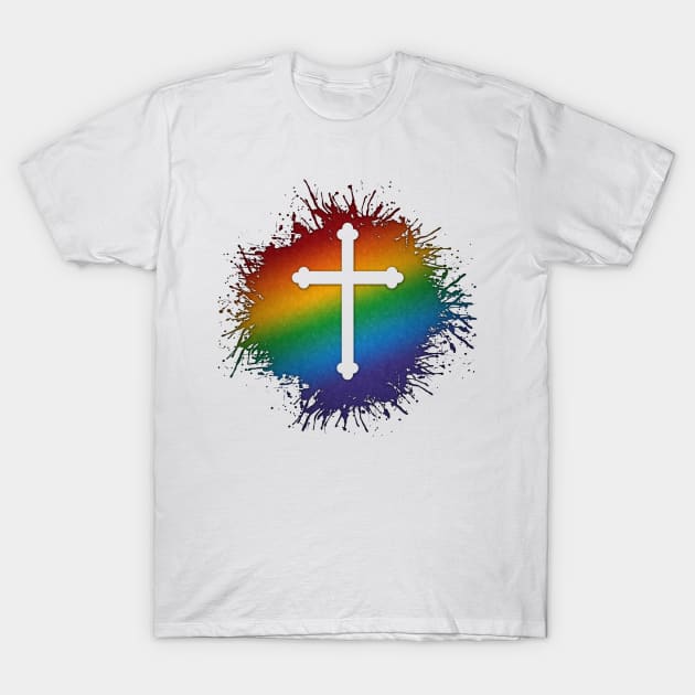 Rainbow Cross T-Shirt by LiveLoudGraphics